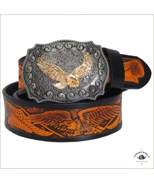 Ceinture Western Cuir Noir rembourrage situé sous