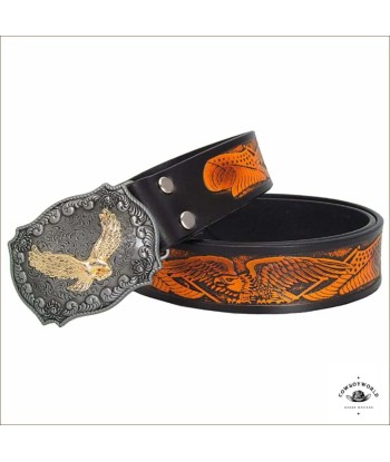 Ceinture Western Cuir Noir rembourrage situé sous