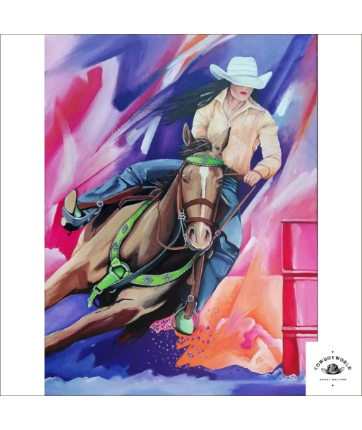 Peinture Western "The Pink Barrel" Amélioration de cerveau avec