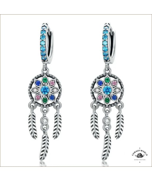 Boucles d'Oreilles Attrape-Rêves Turquoise (Argent) Amélioration de cerveau avec