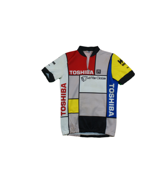 Maillot vélo rétro Santini Toshiba La vie claire Wonder Bianchi votre