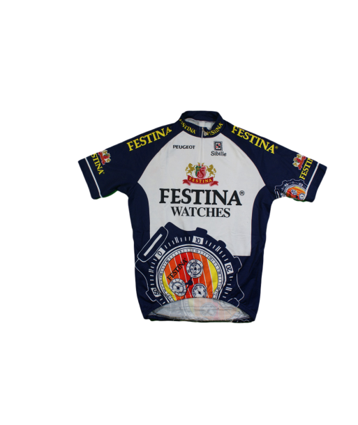 Maillot vélo rétro Sibille Festina Peugeot plus qu'un jeu 