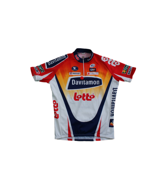 Maillot vélo vintage Vermarc Lotto Ridley UCI Davitamon la colonne vertébrale