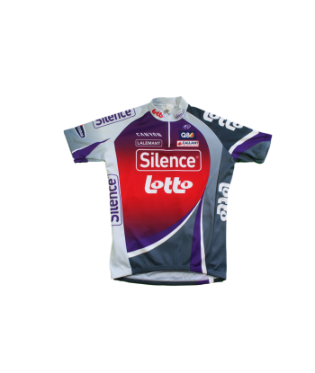 Maillot cyclisme vintage Vermarc Lotto Silence Q8 UCI votre restaurant rapide dans 