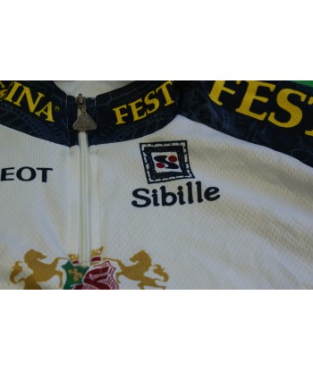 Maillot cyclisme vintage Sibille Festina Peugeot rembourrage situé sous