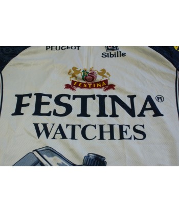 Maillot cyclisme vintage Sibille Festina Peugeot rembourrage situé sous