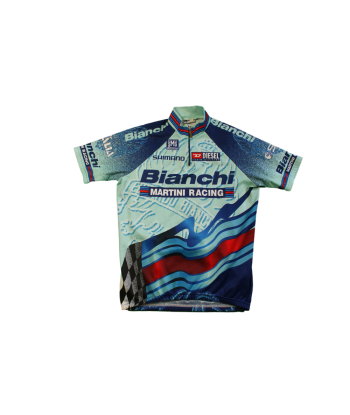 Maillot vélo rétro Bianchi Santini Shimano pas cher