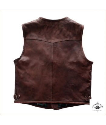 Gilet Sans Manches en Cuir Pour Homme Style Western Fin de série