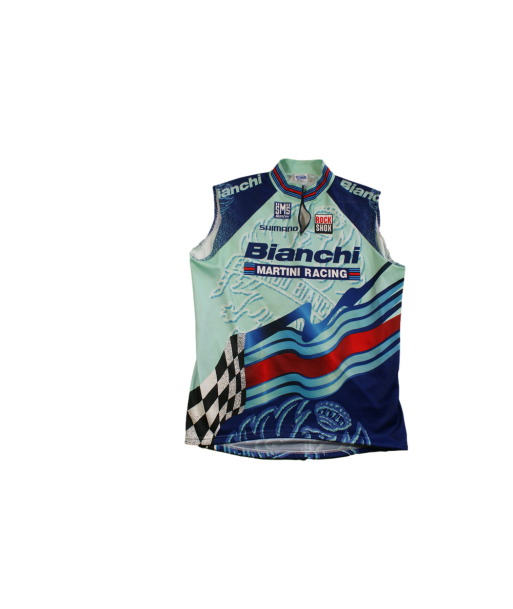 Maillot vélo rétro Santini Rock Shox Shimano Bianchi de pas cher