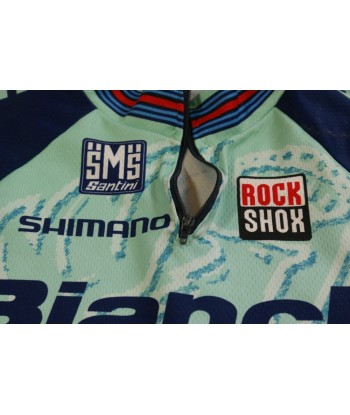 Maillot vélo rétro Santini Rock Shox Shimano Bianchi de pas cher