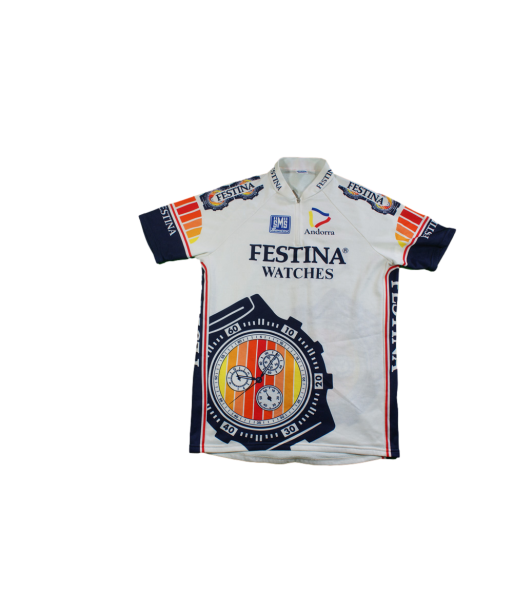 Maillot cyclisme vintage Santini Festina Andorra destockage