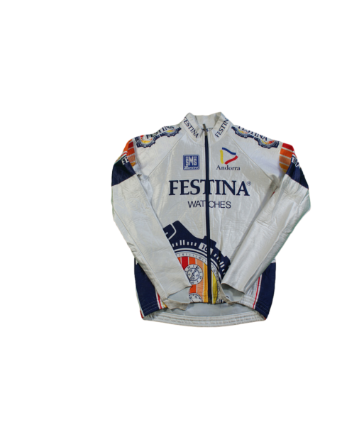 Veste cyclisme vintage Santini Andorra Festina ouvre sa boutique