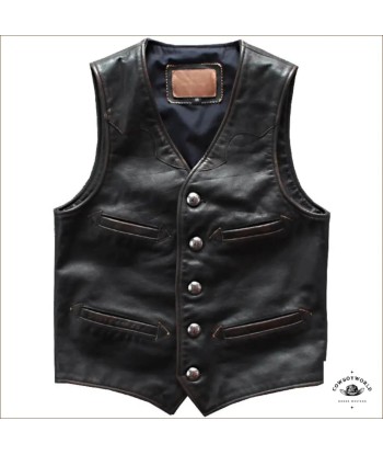 Gilet Cuir Cowboy Homme Véritable concentré