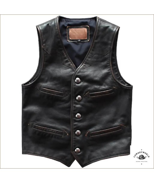 Gilet Cuir Cowboy Homme Véritable concentré