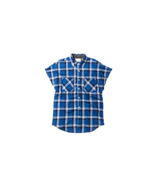 Fear of God Sleeveless Flannel Shirt - Blue pas cher 