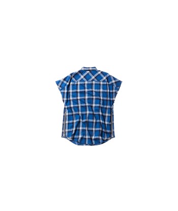 Fear of God Sleeveless Flannel Shirt - Blue pas cher 