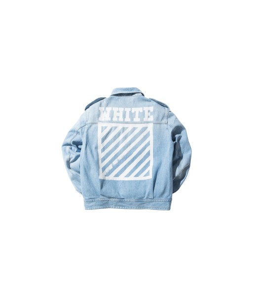 Off-White Denim Military Jacket Bleach - White pas cher chine