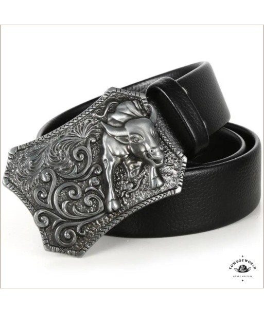 Ceinture Homme Cuir Noir Boucle Fantaisie Western 2024