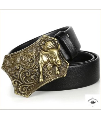 Ceinture Homme Cuir Noir Boucle Fantaisie Western 2024