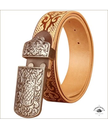 Ceinture en Cuir Brun Homme Style Western Par le système avancé 