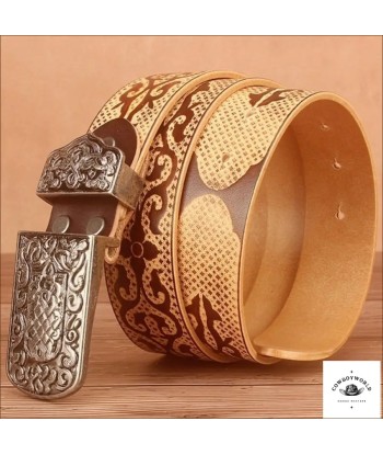 Ceinture en Cuir Brun Homme Style Western Par le système avancé 