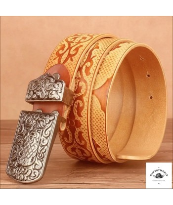 Ceinture en Cuir Brun Homme Style Western Par le système avancé 